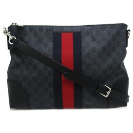 Gucci Borsa a tracolla piatta Web GG Supreme 474139 Nero