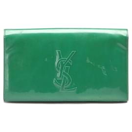 Yves Saint Laurent-Belle de Jour Patent Leather Clutch 311223-Green