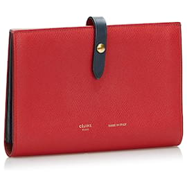 Céline-Celine Red Bicolor Strap Multifunction Wallet-Red,Other