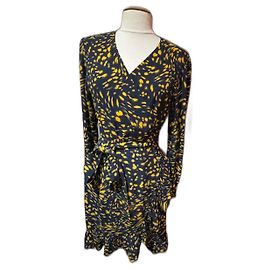 Vestido envelope Maje azul marinho e laranja de viscose Multicor