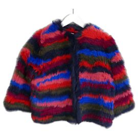 Manoush Rainbow Rabbit Fur Jacket Multiple colors