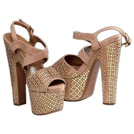 Sandali Alaïa in pelle oro e camoscio beige Beige D'oro