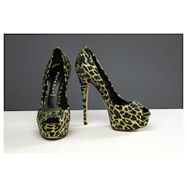 Casadei-Talons-Noir,Jaune,Vert clair