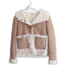 Miu Miu Pre-Fall 2010 shearling short coat. Beige
