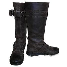 Dior Brown Gras Lederstiefel Braun