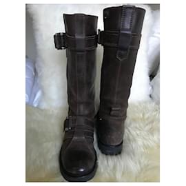 Dior-Dior Brown Gras Leather Boots-Brown