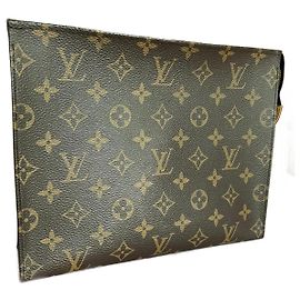 Louis Vuitton Pockets Clutch Brown Leather Brown