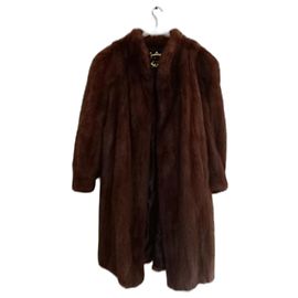 Autre Marque Jose Risco Long Mink Coat Dark Brown Silk Dark brown