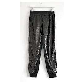 Giambattista Valli-Giambattista Valli Sequin Embellished Silk Satin Pants-Black