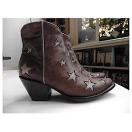 Mexicana-Low boots with stars-Dark brown