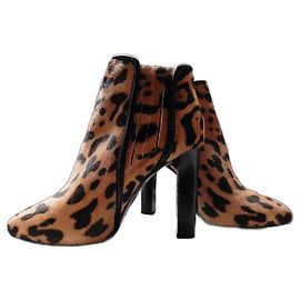 Roberto Cavalli Leopard Print Pony Calfskin Ankle Boots Leopard print