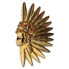 Versace Gianni Rare Gold Metal Native American Indian Crystals Ring Doré