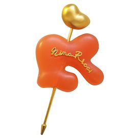 Nina Ricci spilla vintage (nuvola e cuore d'oro) D'oro Arancione Corallo Gold hardware