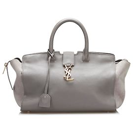 Yves Saint Laurent YSL Gris Baby Monogram Downtown Cabas Gris