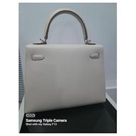 Hermès-Hermes Kelly 25 Handtasche U Epsom-Leder Weiß Craie-Weiß