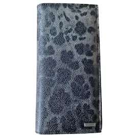 Dolce & Gabbana Leopard print grained leather wallet Black Leopard print Dark grey