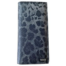 Dolce & Gabbana Cartera de piel granulada con estampado de leopardo Negro Estampado de leopardo Gris antracita