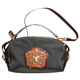 Yves Saint Laurent Black Leather and Fabric Handbag Black