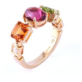 Bulgari-Bvlgari 18K Yellow Gold Diamond Gemstone Ring-Multiple colors