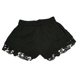 Iro-IRO Dainie Black Fabric Lace Trimmed Summer Shorts Pants size 38-Black
