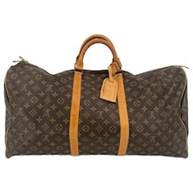 Louis Vuitton-Brown Coated Canvas Louis Vuitton Keepall 60-Brown