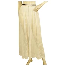 Autre Marque-Zilly Cream Tulle Lace Long Length Sheer Summer Maxi Cover Up Skirt size 1-Beige