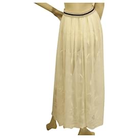 Autre Marque-Zilly Cream Tulle Lace Longitud larga Sheer Summer Maxi Cover Up Falda tamaño 1-Beige