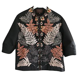 Biyan-Biyan Katrina embellished & embroidered taffeta jacket-Black
