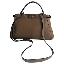 Fendi Peekaboo Python Leder Handtasche Beige Beige