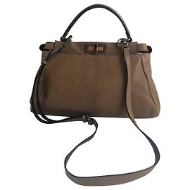 Sac à main Fendi Peekaboo en cuir python beige Beige