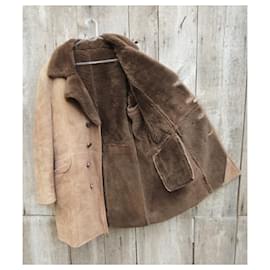 Autre Marque-size S shearling peacoat-Light brown