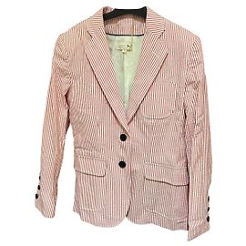 Soeur Striped Cotton Jacket Red White White Red