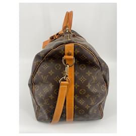 Louis Vuitton-Brown Coated Canvas Louis Vuitton Keepall Bandouliere 60-Brown