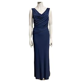 Vera Wang-Draped ball gown from rayon jersey-Blue