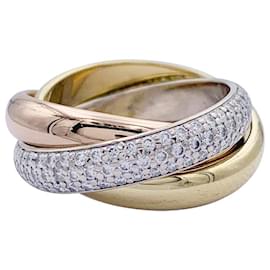 Cartier-Cartier ring, "Trinity", 3 golds, diamants.-Other