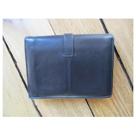 Courreges-Black leather card holder.-Black