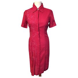 ANTIK BATIK KLEID FOLK KLEID BAYADERE BESTICKTES HEMD TS ODER T36/38 Rot