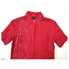 Antik Batik-ANTIK BATIK DRESS FOLK DRESS BAYADERE EMBROIDERED SHIRT TS OR T36/38-Red