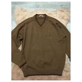 Pierre Cardin-Wool V Neck Jumper-Brown,Black,Multiple colors,Khaki