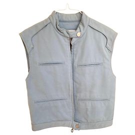 Chanel Gilet Light Blue Cotton Logo Light blue