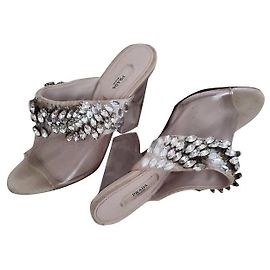 Prada Collector Plexi Show Sandals Silvery Plastic Size 39 Silvery
