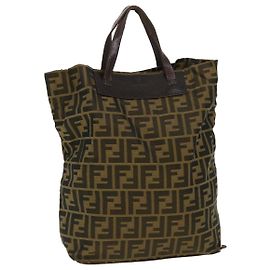FENDI Zucca Canvas Sac à Main Nylon Marron Kaki 15610 auth 36133 Marron Kaki