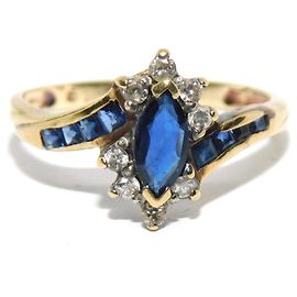 Autre Marque Saphir-Diamant-Shuttle-Ring in Gelbgold Blau Golden Marineblau