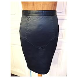 Vivienne Westwood-VIVIENNE WESTWOOD SKIRT SKIRT CUT-OUTS SCULPTED BUTTOCKS LEATHER EFFECT PLASTRONS T34-Black