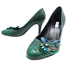 Prada-NEW PRADA PUMPS 3518 Lizard-style leather 37 IT 38 FR PUMPS-Green
