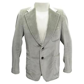 Gucci-Jacket Gucci 19Y1F0 T50 M IN GRAY VELVET COTTON AND SILK GRAY VELVET JACKET-Grey