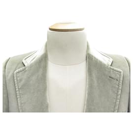 Gucci-Jacket Gucci 19Y1F0 T50 M IN GRAY VELVET COTTON AND SILK GRAY VELVET JACKET-Grey
