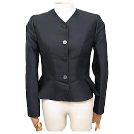 Giacca Uniforme Louis Vuitton Blazer Donna UK 6 Nero Corto Designer Formale