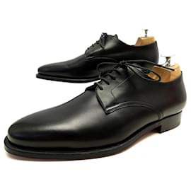 Hermès-NEW HERMES DEPECHE SHOES 012088ZH DERBY 40.5 LEATHER BOX BLACK BOX-Black