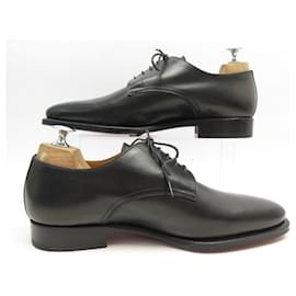 Hermès-NEW HERMES DEPECHE SHOES 012088ZH DERBY 40.5 LEATHER BOX BLACK BOX-Black